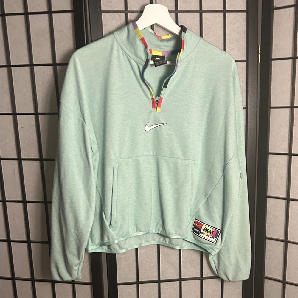 Nike Pastel Blue Sweatshirt with Colorful Collar